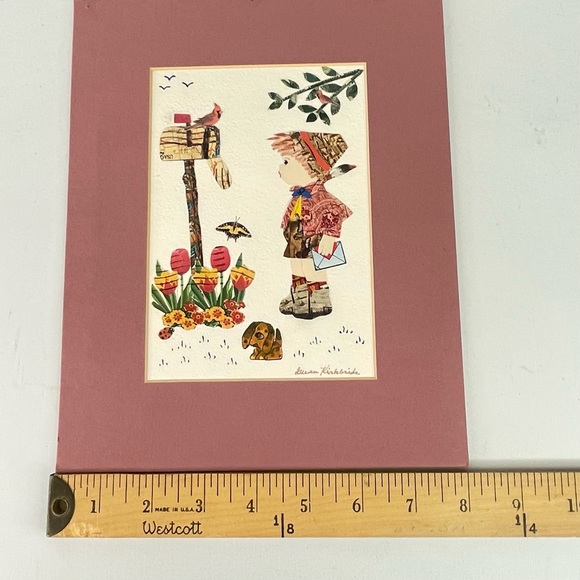 Vintage 90’s Gwen Kirkbride Local Artist Stamp Collage Art Matted 10x8 - Picture 7 of 9